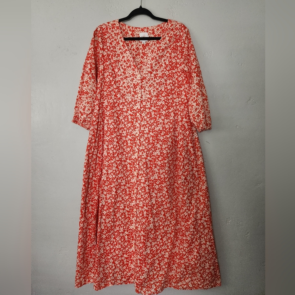 Hatch Red and White Floral Maxi Dress